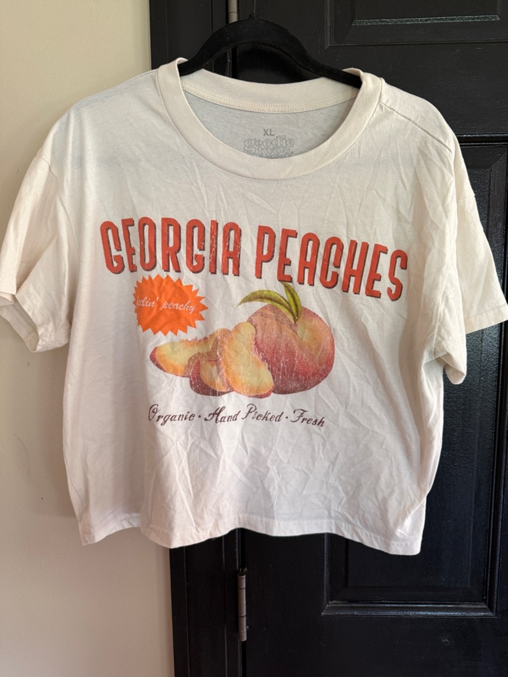 Georgia Peaches Graphic Tee - White with Peach Print